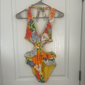 Aerie Bright Floral Cutout One Piece Swimsuit